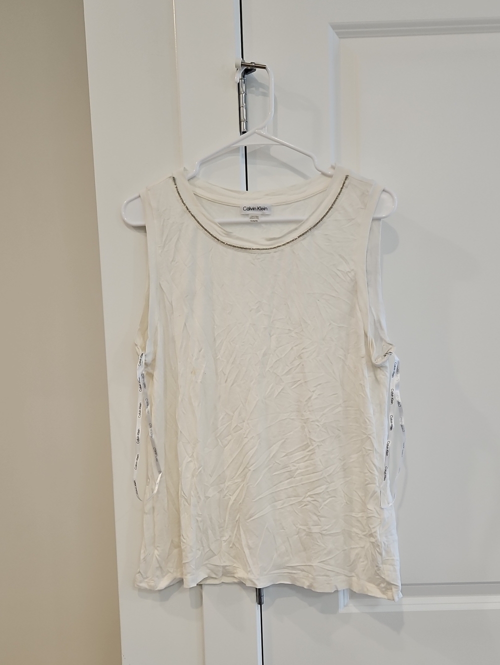 Calvin Klein Ivory Sleeveless Tank with Side Tie Accents